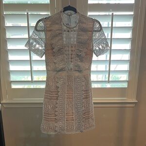 Self-Portrait White Lace Mini Dress